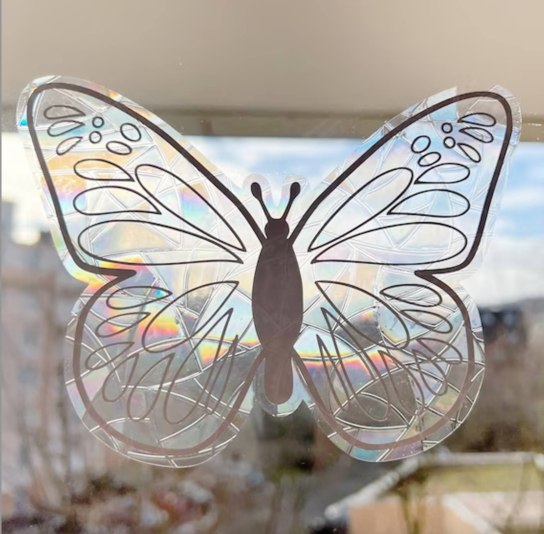 Adhesivos Solares De Flores Para Ventanas - Pegatinas Transparentes Anticolisiones Para Aves, Decoración Arcoíris - Pack De 3 Unidades